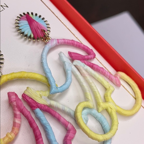 Pink Linen Twine Multicolor Pastel Cherry Shape Post Earrings - Picture 5 of 9